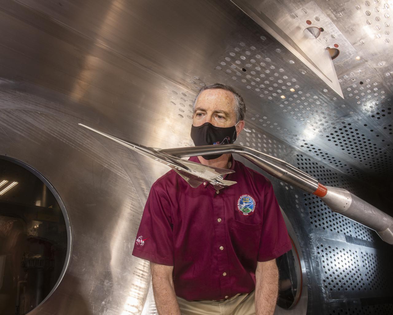 Commercial Supersonic Transport, CST Project, X-59 Sonic Boom Test Model, in the 8x6-foot Supersonic Wind Tunnel, SWT
