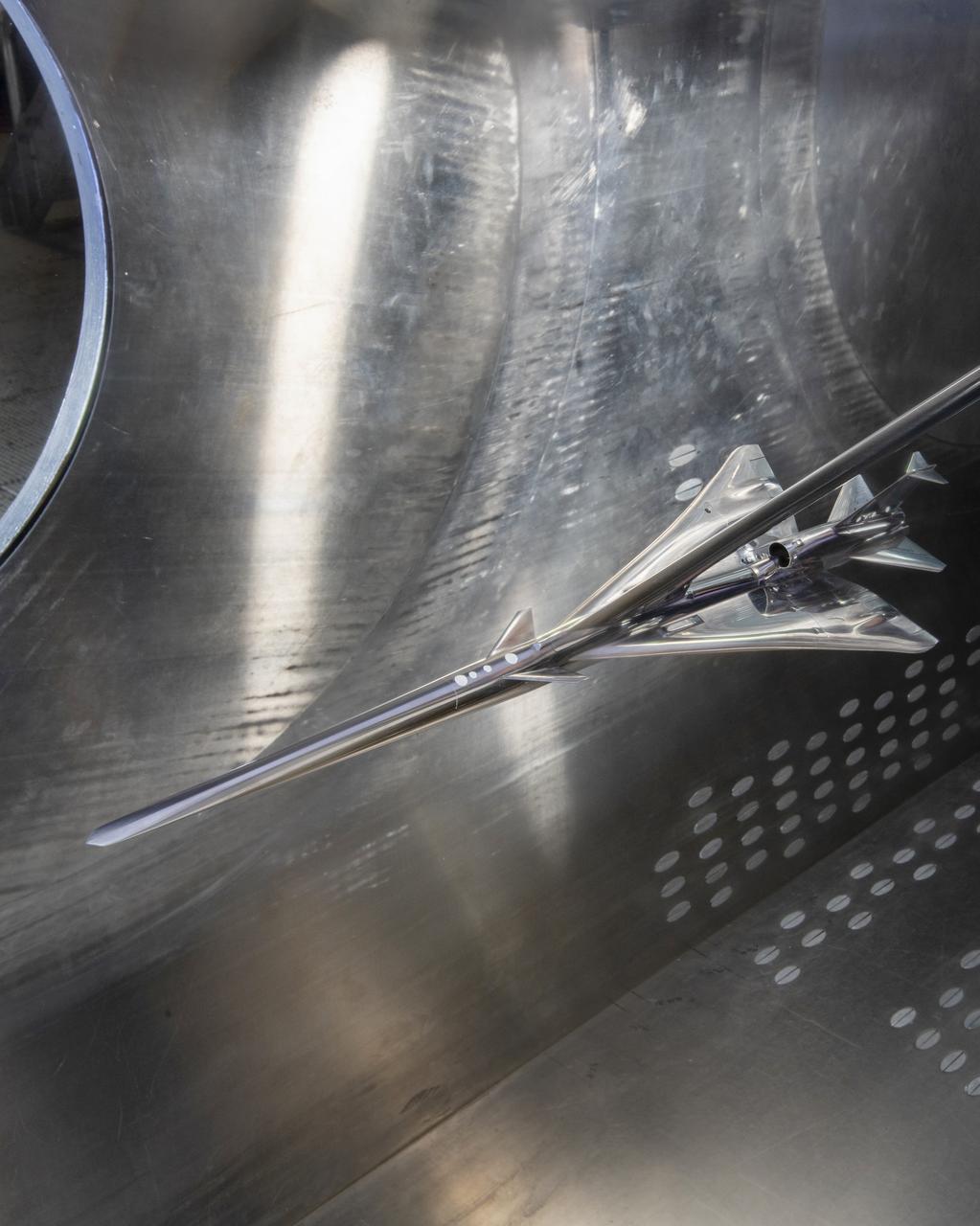 Commercial Supersonic Transport, CST Project, X-59 Sonic Boom Test Model, in the 8x6-foot Supersonic Wind Tunnel, SWT