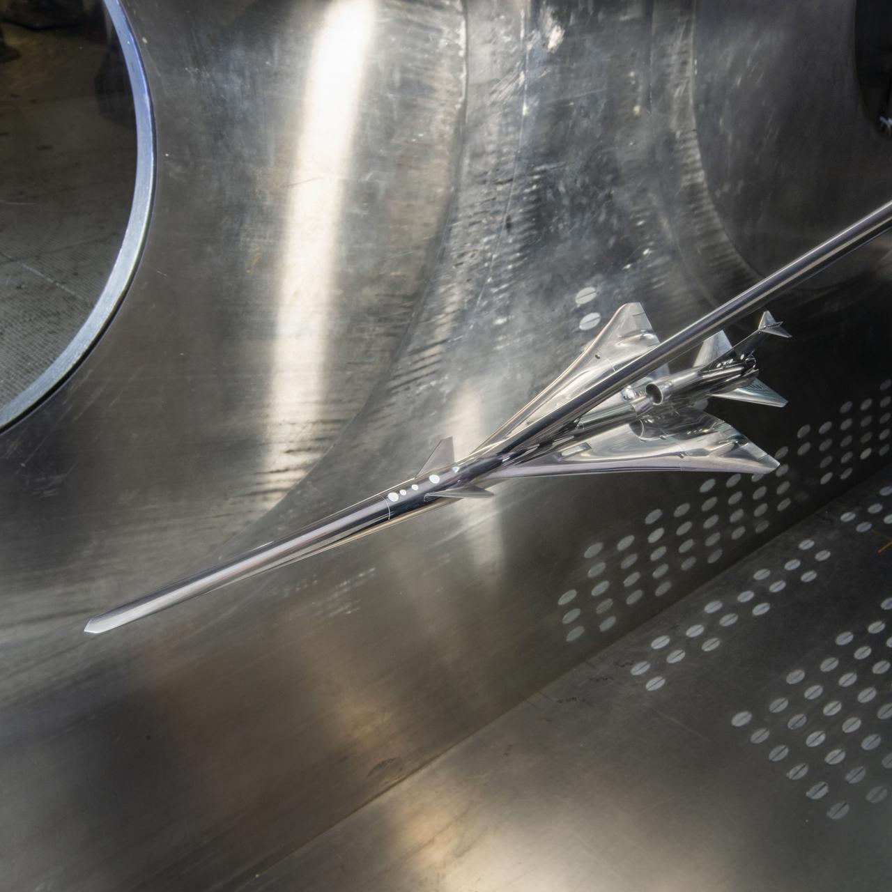 Commercial Supersonic Transport, CST Project, X-59 Sonic Boom Test Model, in the 8x6-foot Supersonic Wind Tunnel, SWT