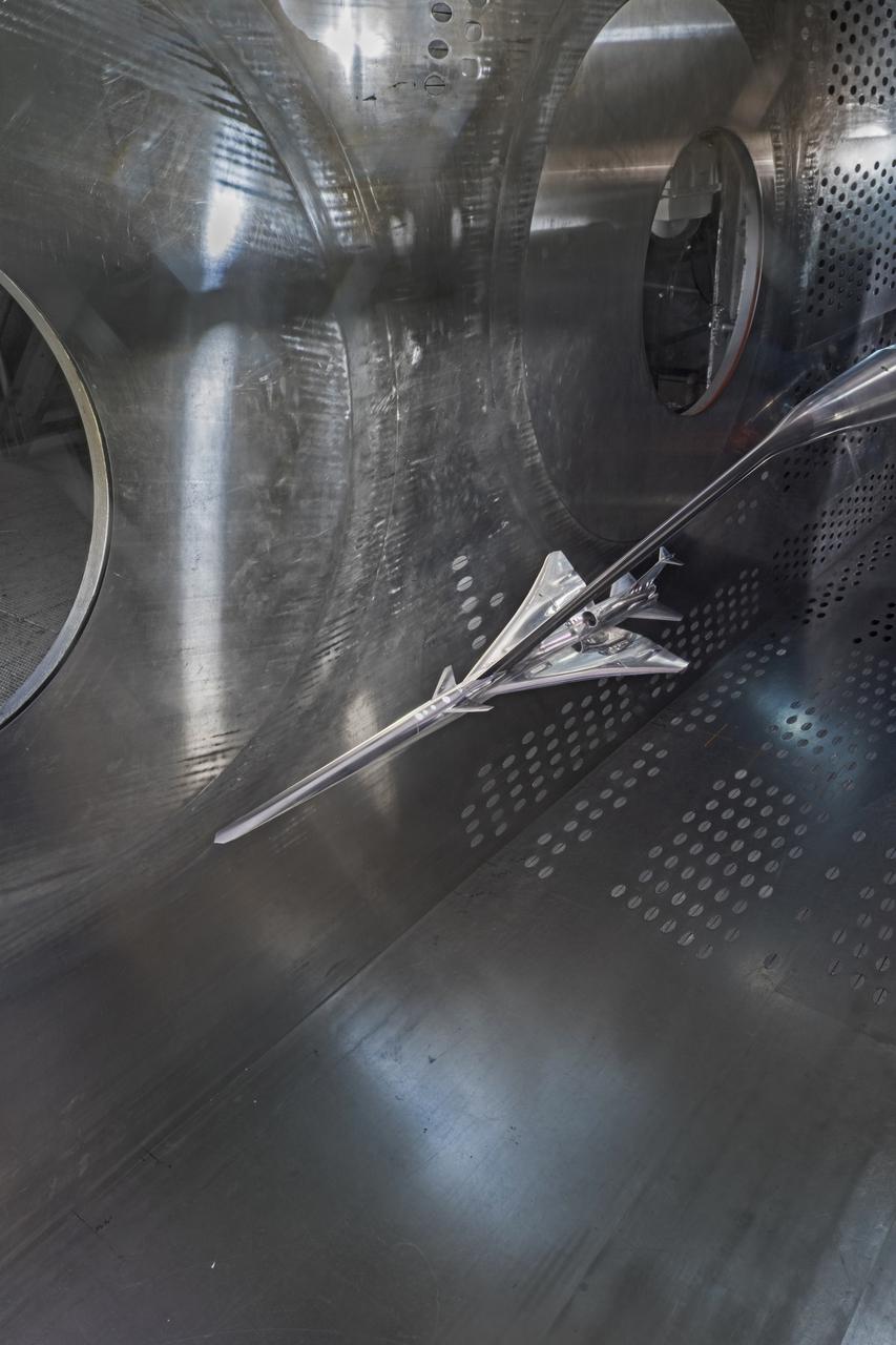 Commercial Supersonic Transport, CST Project, X-59 Sonic Boom Test Model, in the 8x6-foot Supersonic Wind Tunnel, SWT