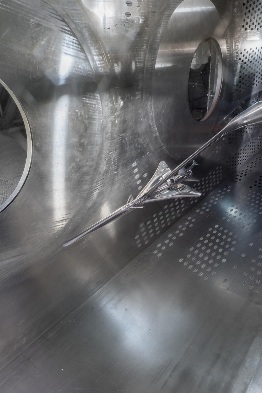 Commercial Supersonic Transport, CST Project, X-59 Sonic Boom Test Model, in the 8x6-foot Supersonic Wind Tunnel, SWT