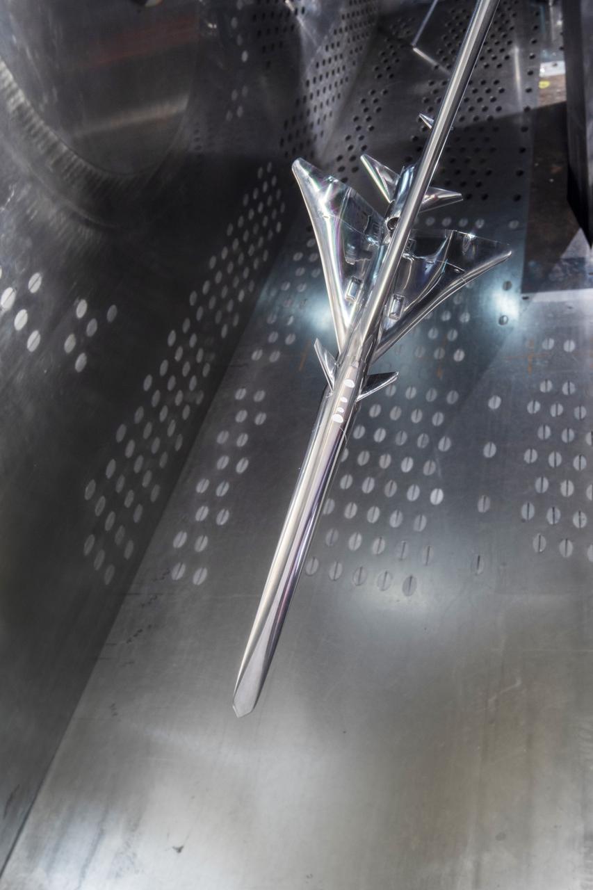 Commercial Supersonic Transport, CST Project, X-59 Sonic Boom Test Model, in the 8x6-foot Supersonic Wind Tunnel, SWT