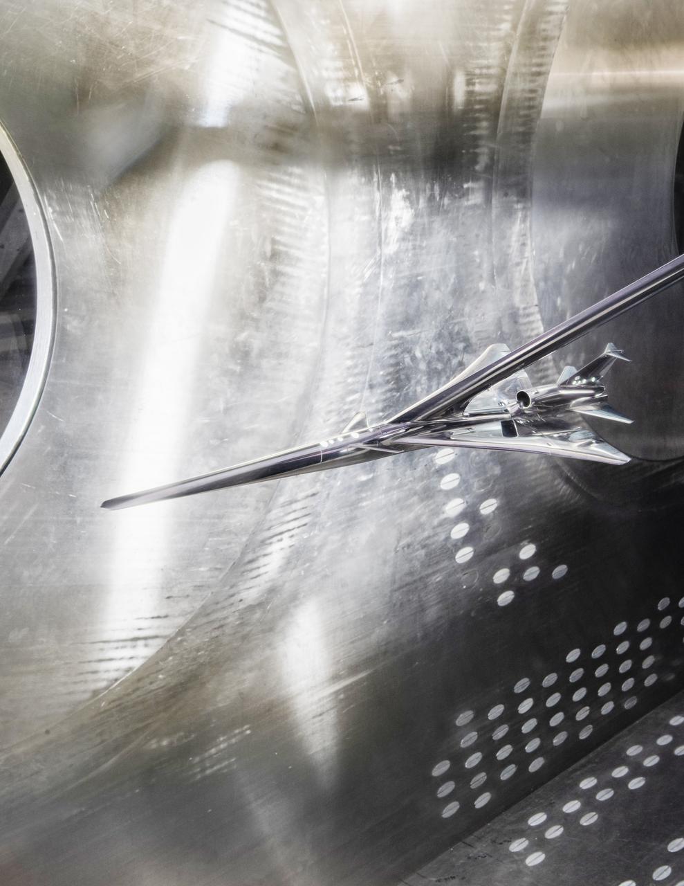 Commercial Supersonic Transport, CST Project, X-59 Sonic Boom Test Model, in the 8x6-foot Supersonic Wind Tunnel, SWT