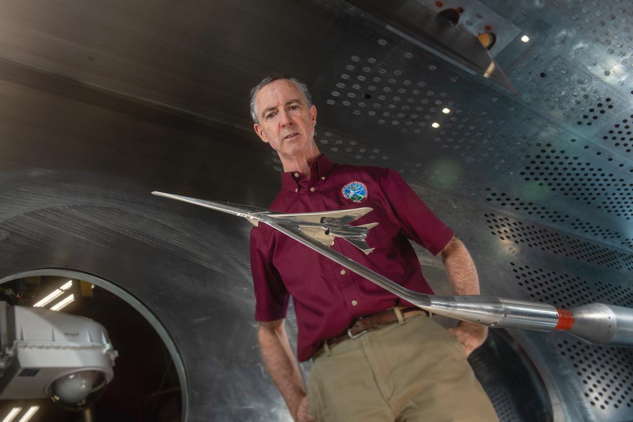 Commercial Supersonic Transport, CST Project, X-59 Sonic Boom Test Model, in the 8x6-foot Supersonic Wind Tunnel, SWT