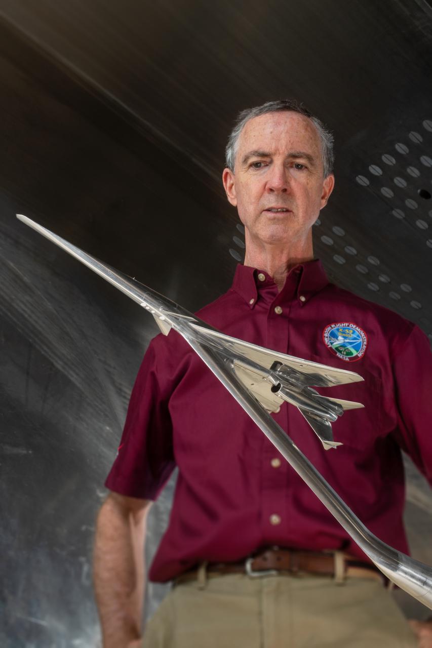 Commercial Supersonic Transport, CST Project, X-59 Sonic Boom Test Model, in the 8x6-foot Supersonic Wind Tunnel, SWT