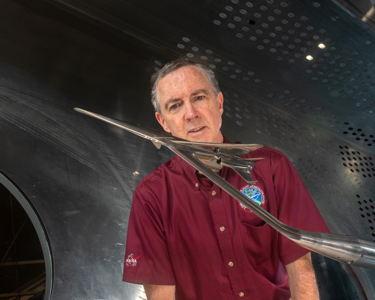 Commercial Supersonic Transport, CST Project, X-59 Sonic Boom Test Model, in the 8x6-foot Supersonic Wind Tunnel, SWT