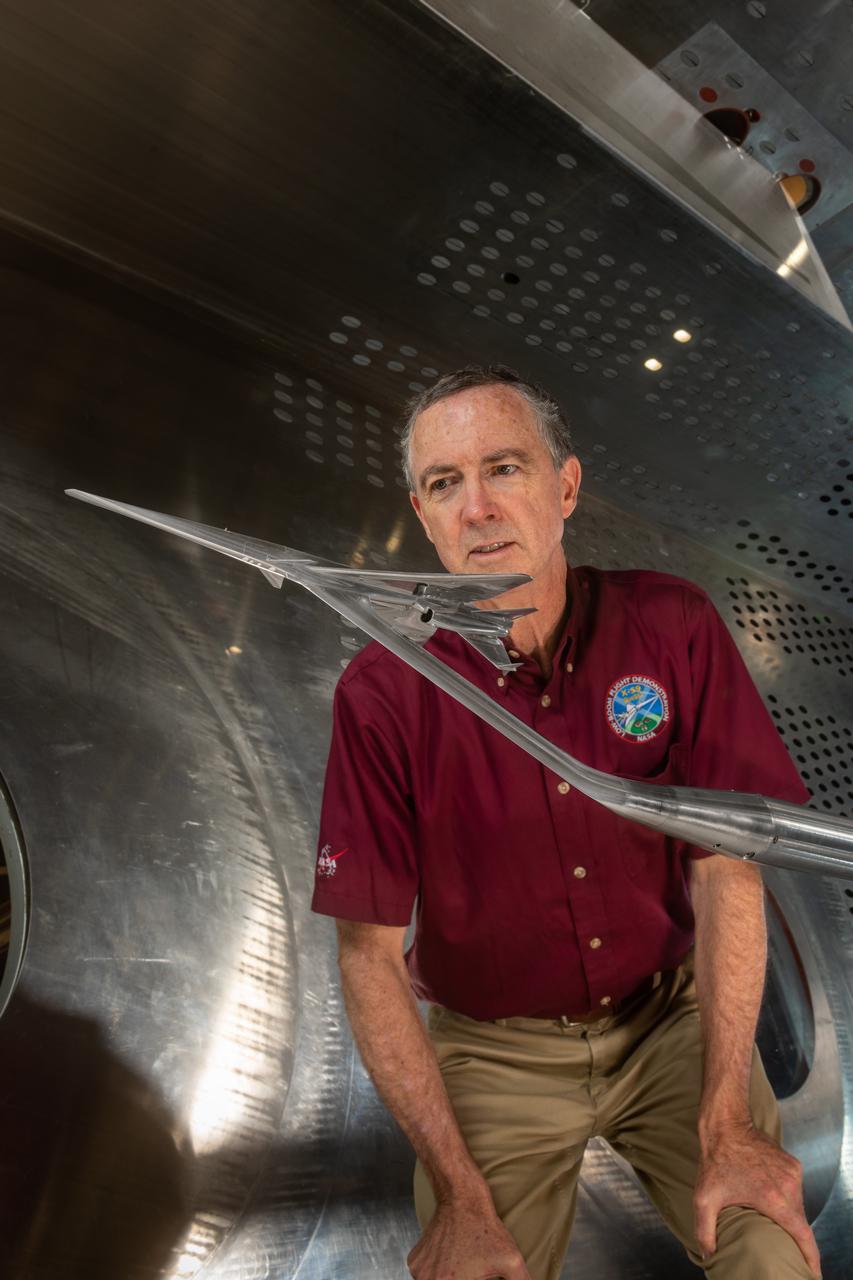 Commercial Supersonic Transport, CST Project, X-59 Sonic Boom Test Model, in the 8x6-foot Supersonic Wind Tunnel, SWT