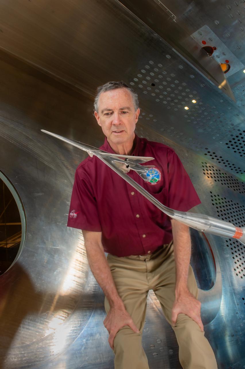 Commercial Supersonic Transport, CST Project, X-59 Sonic Boom Test Model, in the 8x6-foot Supersonic Wind Tunnel, SWT