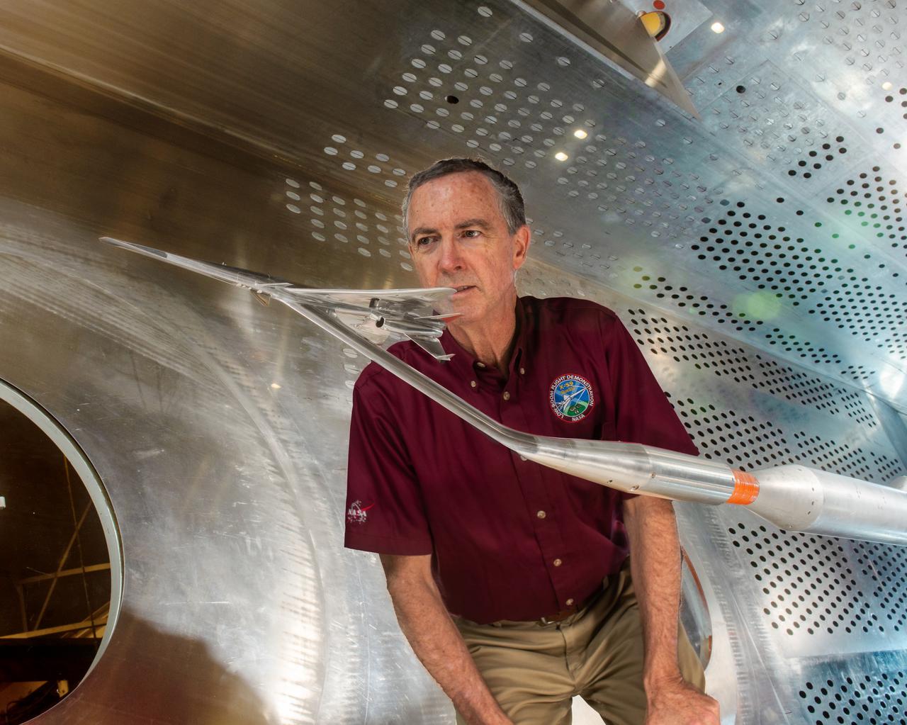 Commercial Supersonic Transport, CST Project, X-59 Sonic Boom Test Model, in the 8x6-foot Supersonic Wind Tunnel, SWT