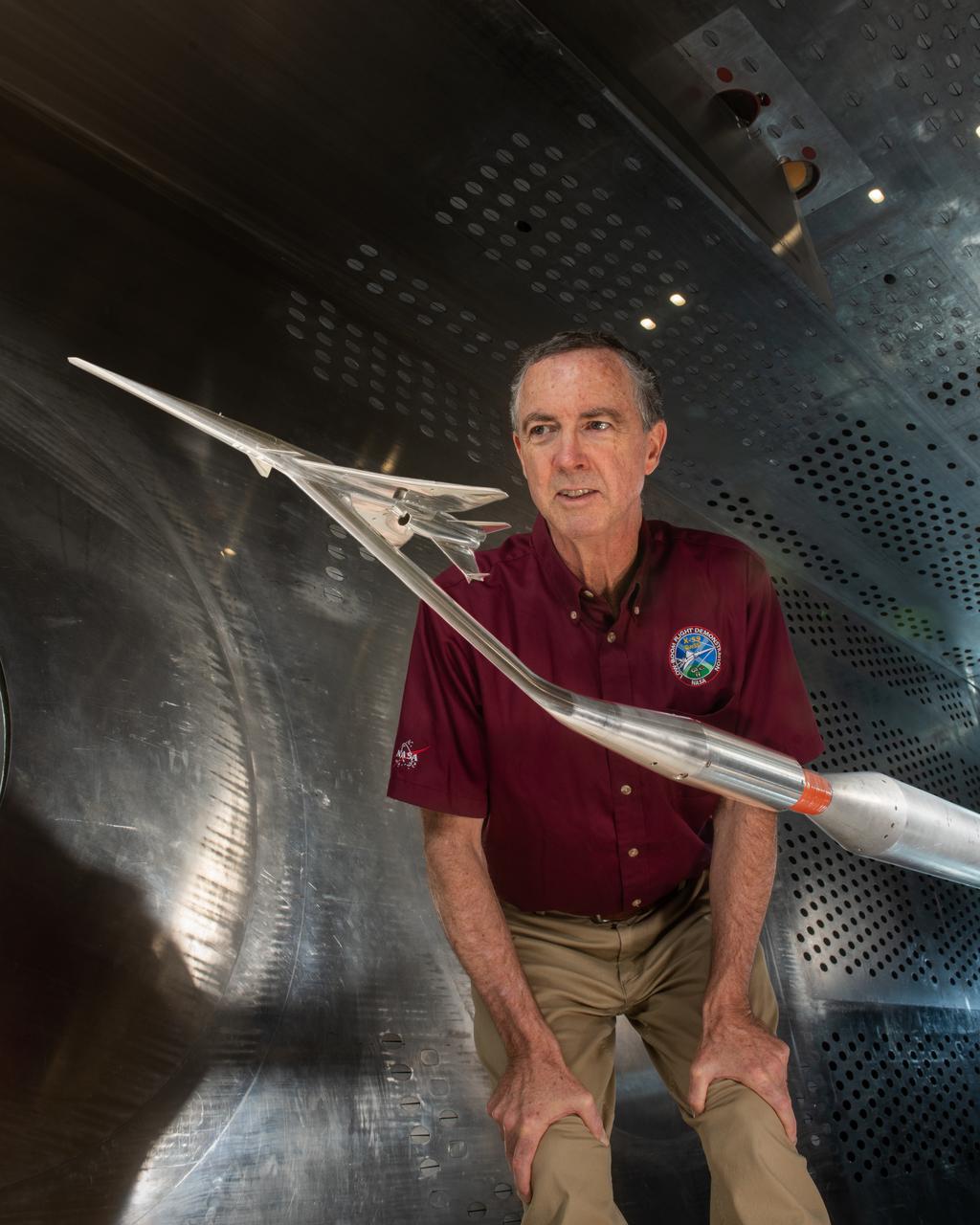 Commercial Supersonic Transport, CST Project, X-59 Sonic Boom Test Model, in the 8x6-foot Supersonic Wind Tunnel, SWT