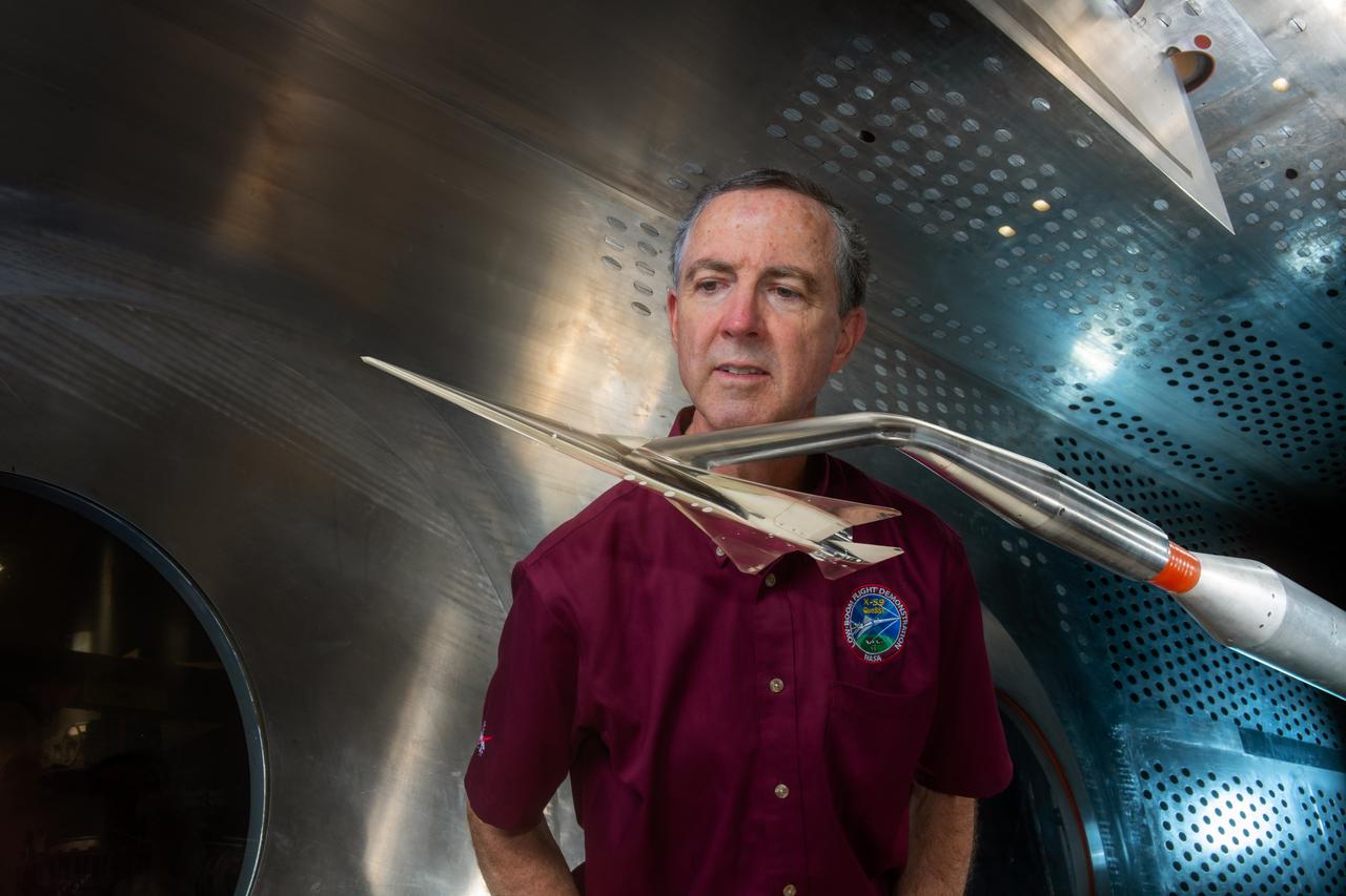 Commercial Supersonic Transport, CST Project, X-59 Sonic Boom Test Model, in the 8x6-foot Supersonic Wind Tunnel, SWT