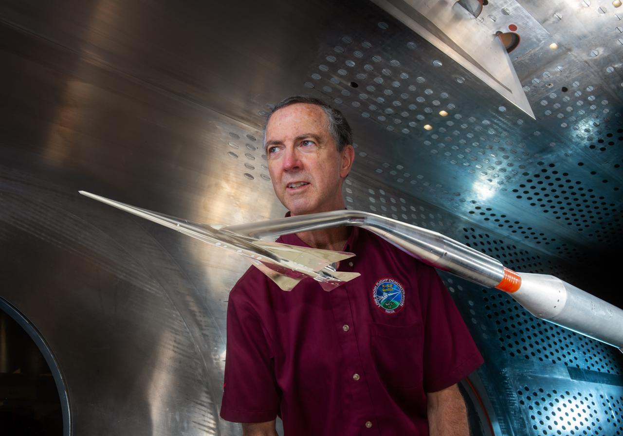 Commercial Supersonic Transport, CST Project, X-59 Sonic Boom Test Model, in the 8x6-foot Supersonic Wind Tunnel, SWT