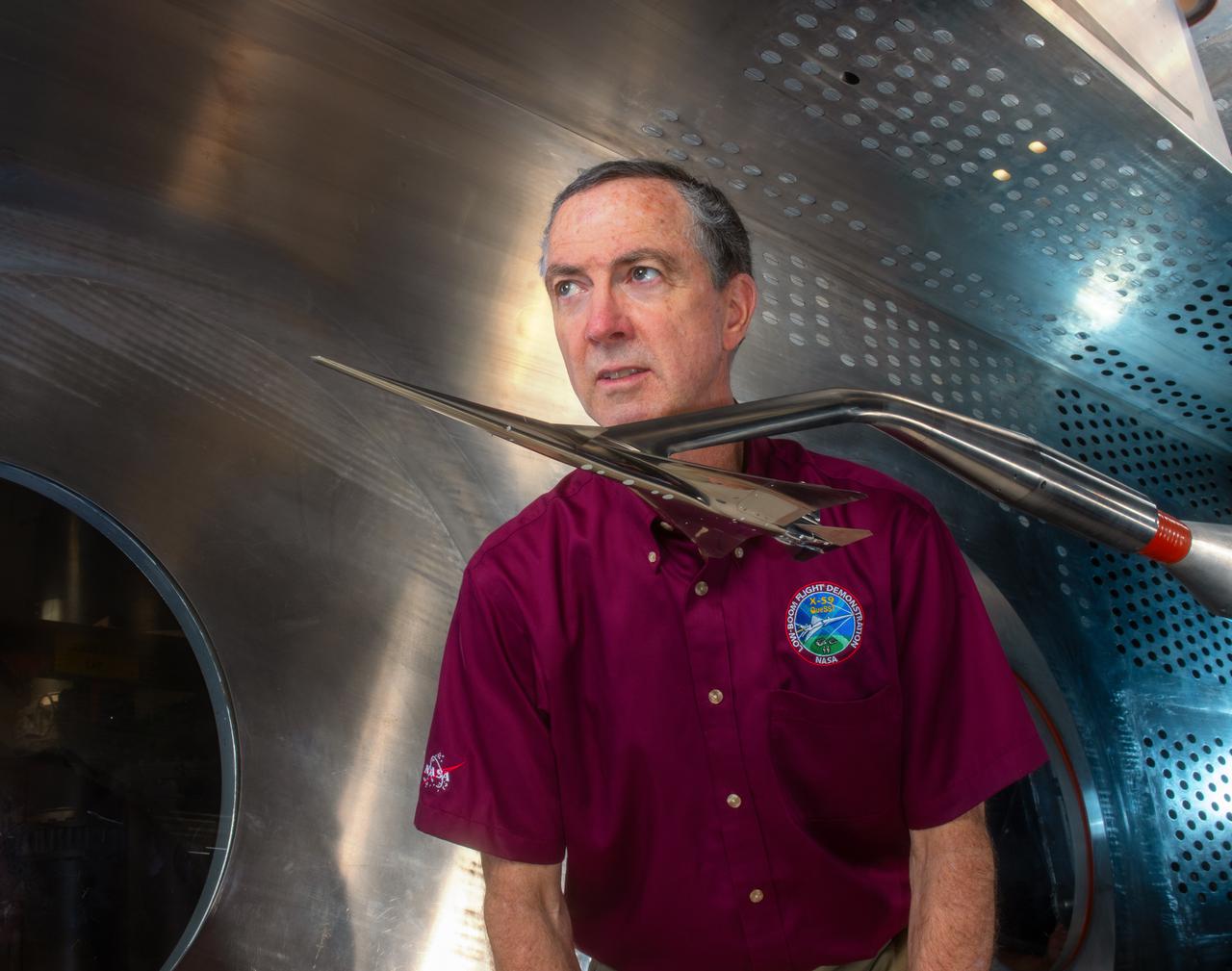 Commercial Supersonic Transport, CST Project, X-59 Sonic Boom Test Model, in the 8x6-foot Supersonic Wind Tunnel, SWT