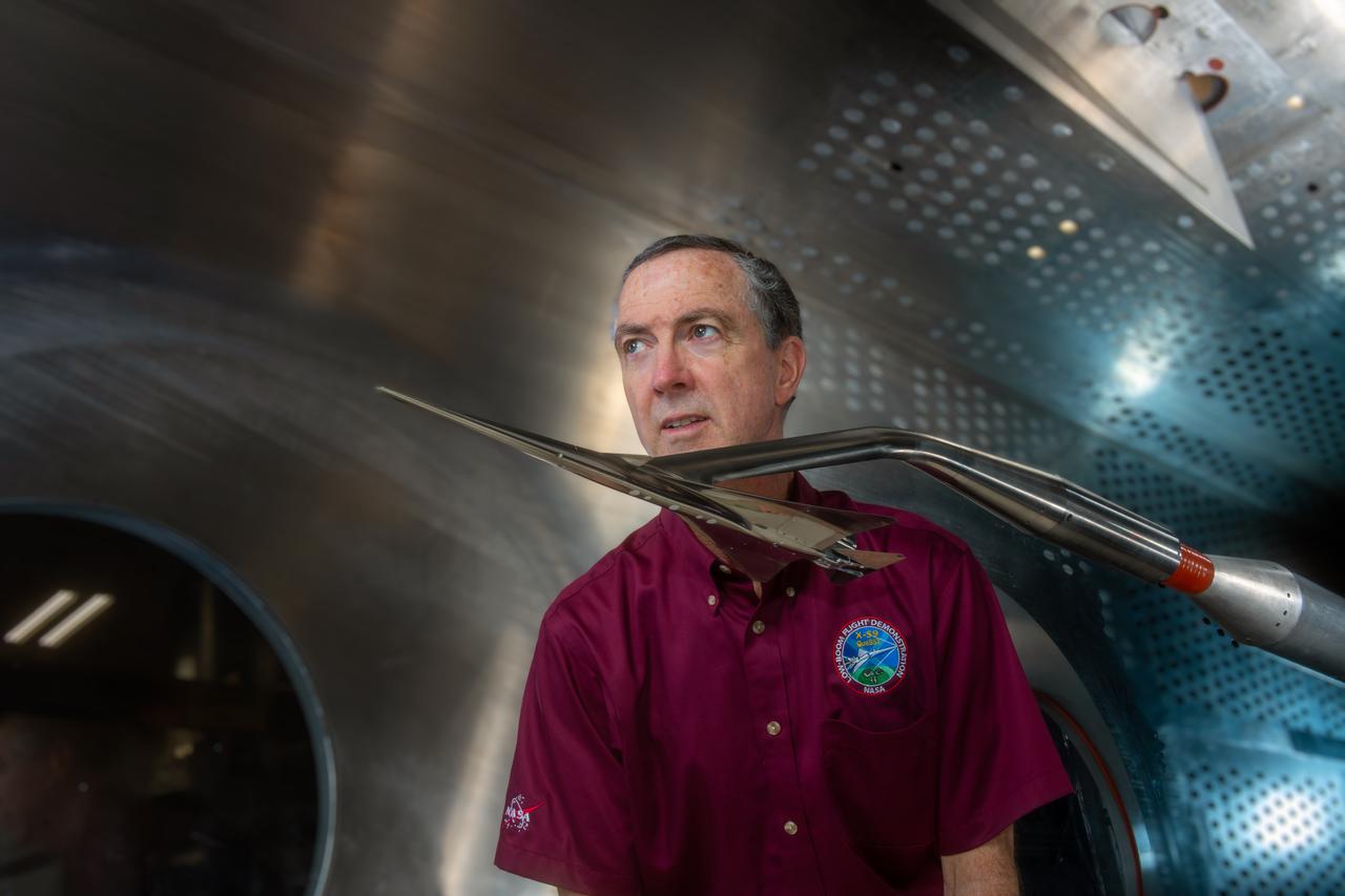 Commercial Supersonic Transport, CST Project, X-59 Sonic Boom Test Model, in the 8x6-foot Supersonic Wind Tunnel, SWT