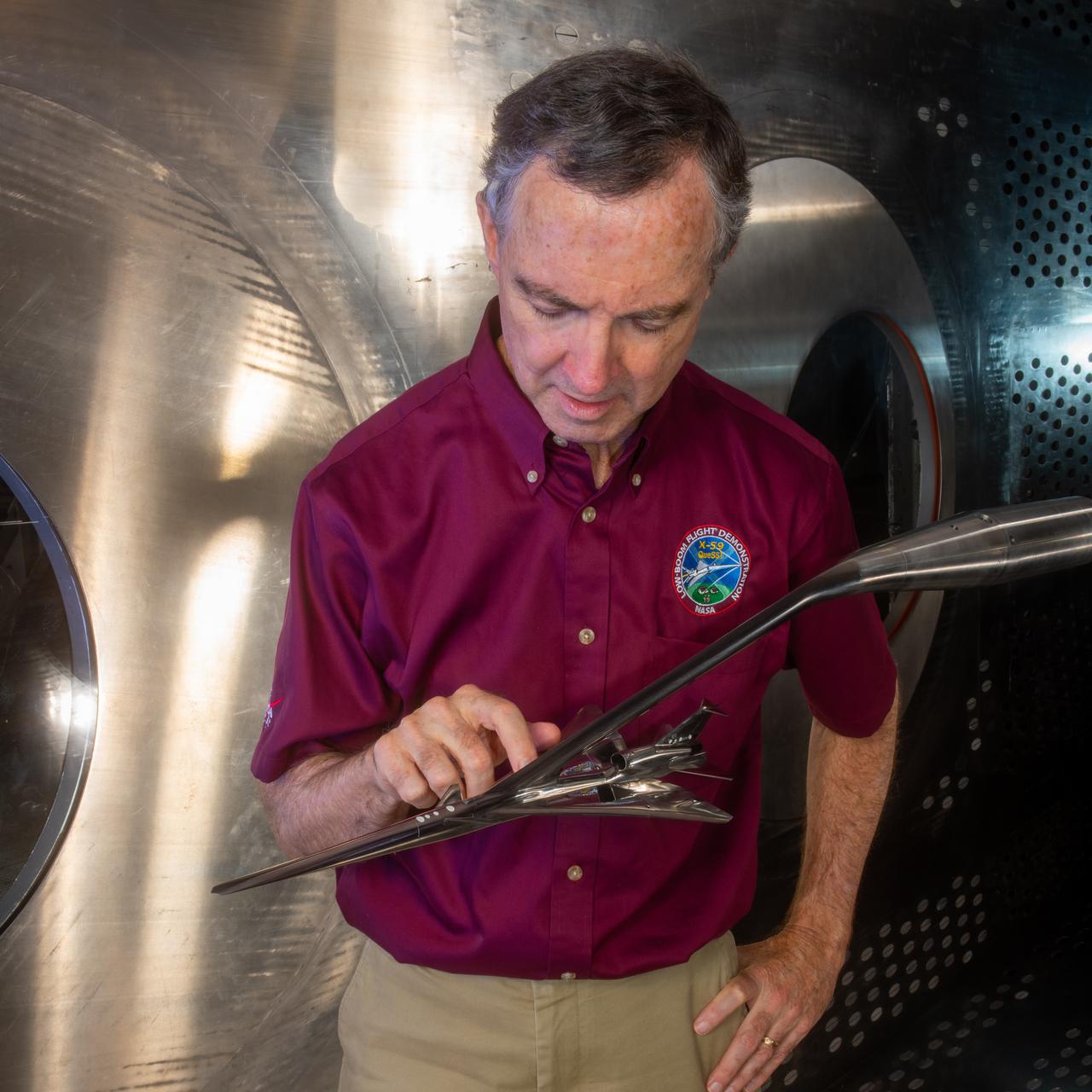 Commercial Supersonic Transport, CST Project, X-59 Sonic Boom Test Model, in the 8x6-foot Supersonic Wind Tunnel, SWT