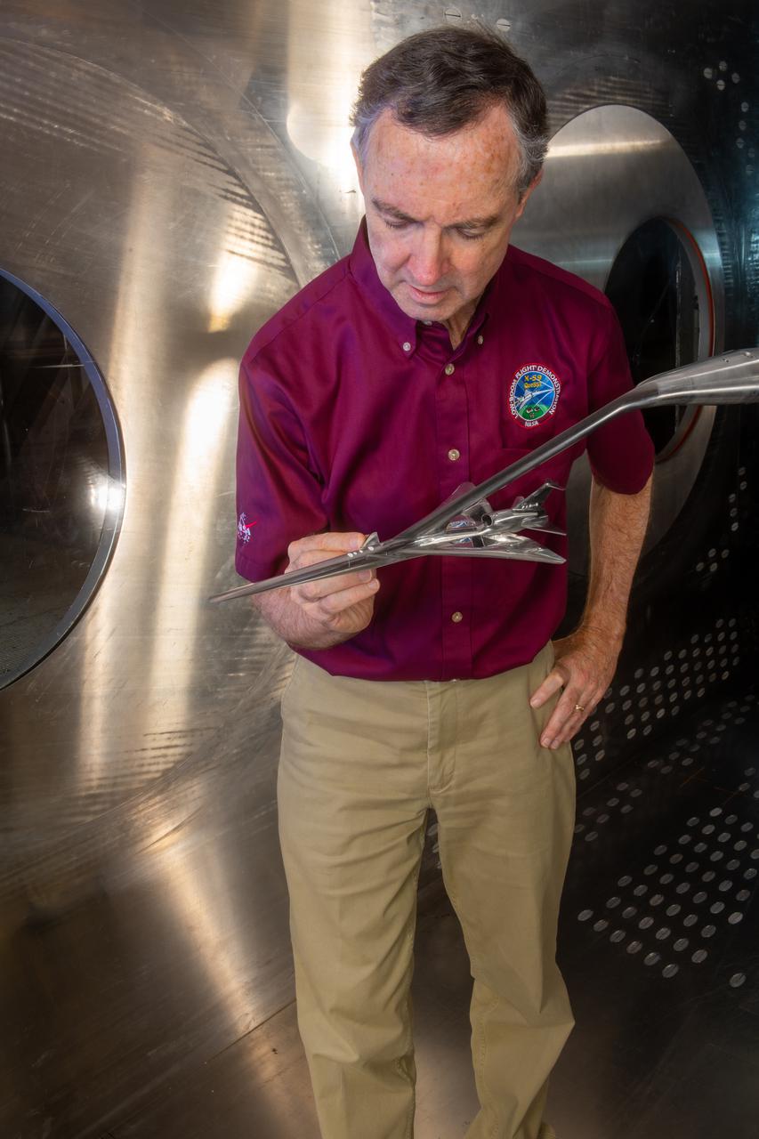 Commercial Supersonic Transport, CST Project, X-59 Sonic Boom Test Model, in the 8x6-foot Supersonic Wind Tunnel, SWT