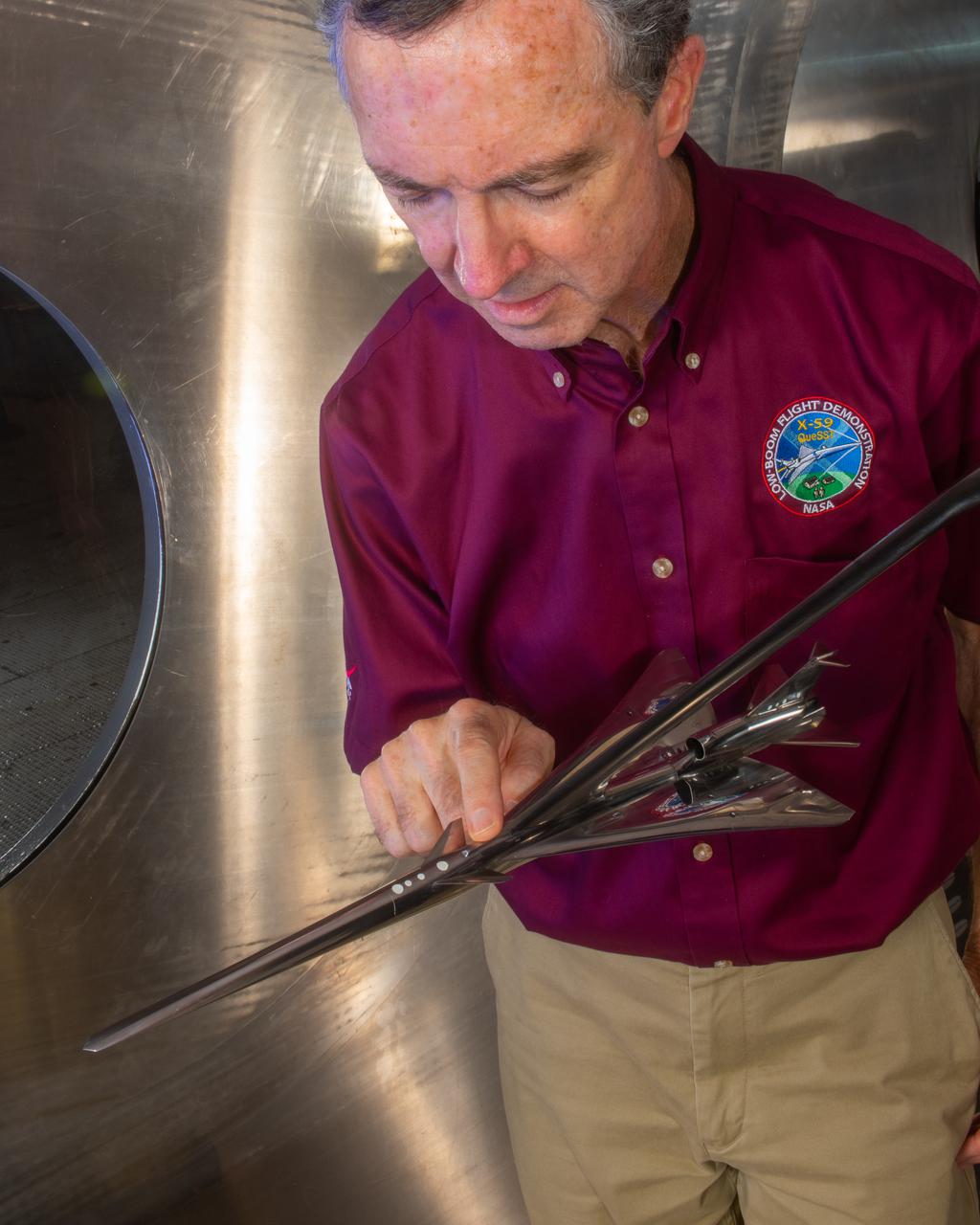 Commercial Supersonic Transport, CST Project, X-59 Sonic Boom Test Model, in the 8x6-foot Supersonic Wind Tunnel, SWT