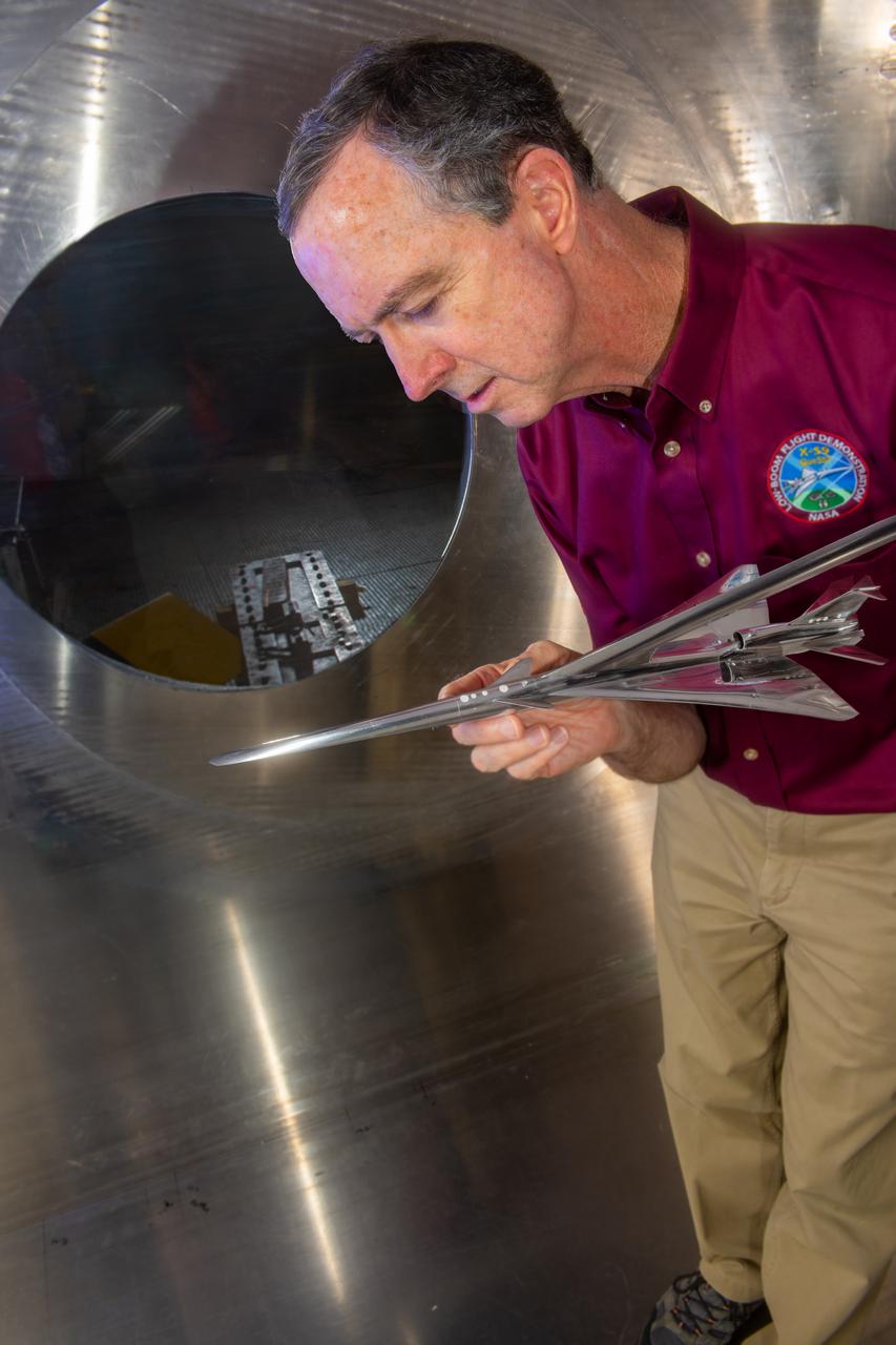 Commercial Supersonic Transport, CST Project, X-59 Sonic Boom Test Model, in the 8x6-foot Supersonic Wind Tunnel, SWT