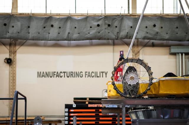 NASA image: VIPER (Volatiles Investigating Polar Exploration Rover) Egress Testing at the Manufacturing Facility.