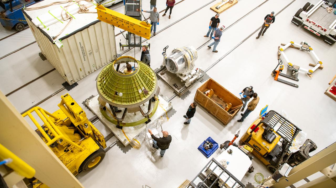 The Launch Abort System and the Orion Crew Module, also known as the Orion Environmental Test Article (ETA), returned to NASA’s Neil Armstrong Test Facility in Sandusky, Ohio, in October 2023 through January 2024 and completed an 11-month test campaign necessary for the safety and success of Artemis II.  Photo Credit: (NASA/Quentin Schwinn)
