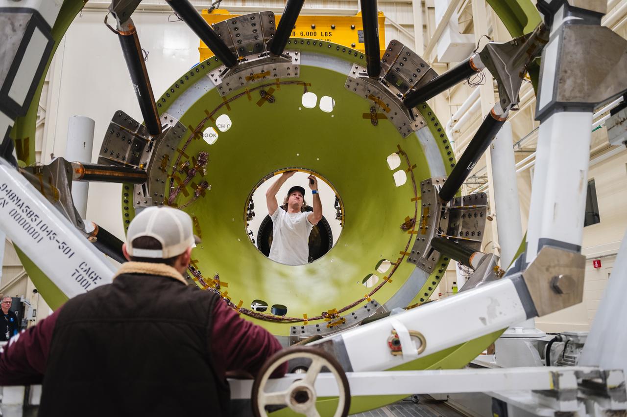 The Launch Abort System and the Orion Crew Module, also known as the Orion Environmental Test Article (ETA), returned to NASA’s Neil Armstrong Test Facility in Sandusky, Ohio, in October 2023 through January 2024 and completed an 11-month test campaign necessary for the safety and success of Artemis II.  Photo Credit: (NASA/Jordan Salkin)