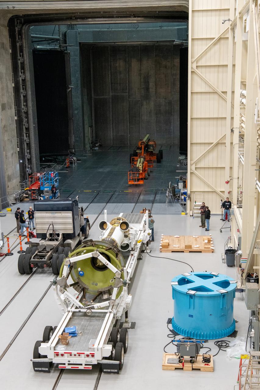 Test hardware for Orion crew capsule from the Artemis 1 flight arrives in the SEC (Space Experiments Complex) at ATF (Armstrong Test Facility), The LAS (Launch Abort System) arrived in four separate shipments from locations in Florida and Colorado.  It is now being integrated with the Orion CM (crew module) for critical testing before the flight of Artemis II.