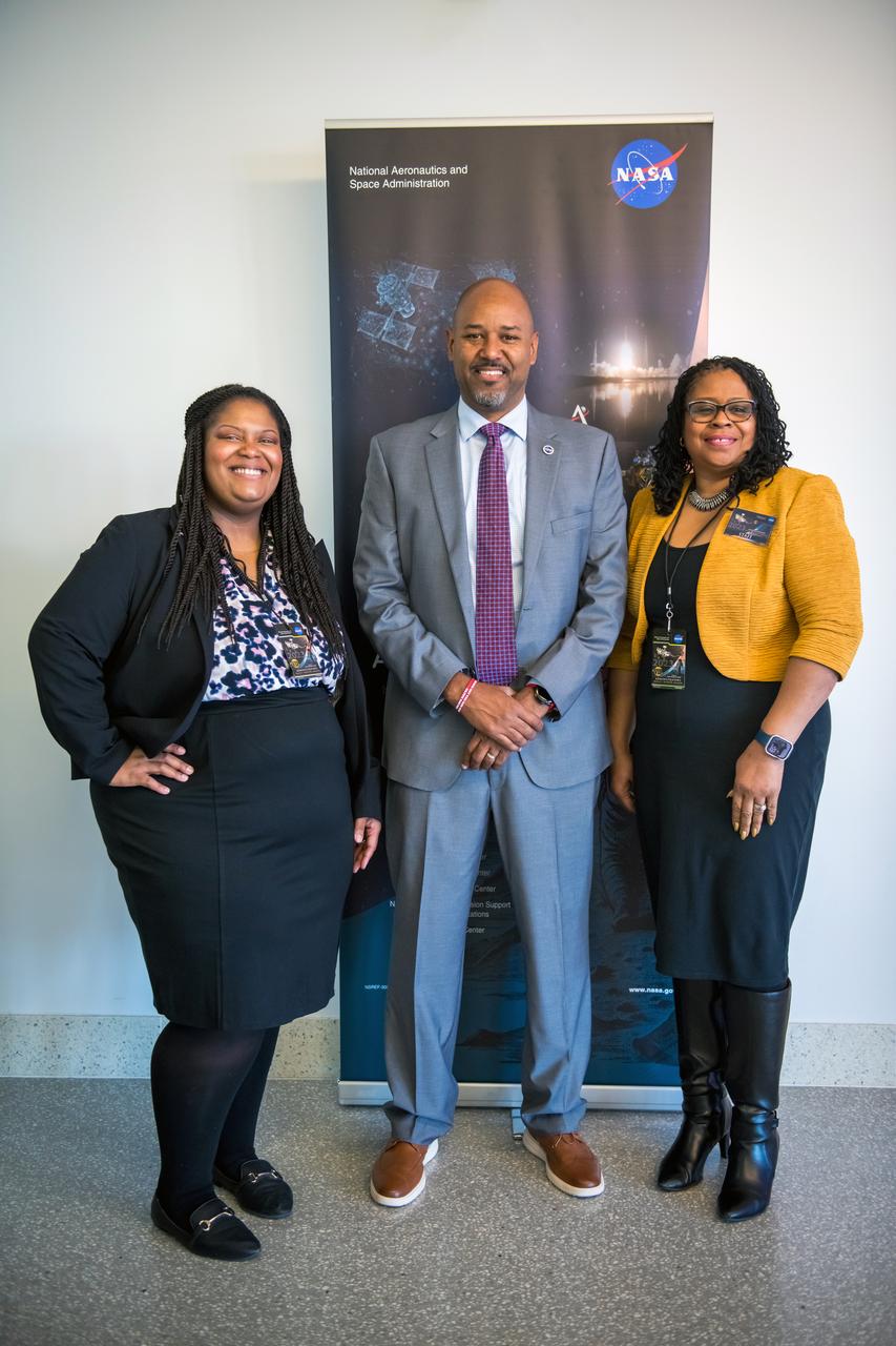 On March 28, 2024 NASA held its 2023 Administrator’s Agency Honor Awards at the Glenn Research Center in Cleveland, OH.   Pictured are staff that supported the event. Krasynthia Murphy, Troy Shivers, and Nola Bland.   This celebratory event recognized the invaluable contributions of civil servants and contractors alike, each one instrumental in propelling humanity further into the realms of space exploration, understanding, and discoverThis is NASA's highest form of recognition that is awarded to any Government employee who, by distinguished service, ability, or vision has personally contributed to NASA's advancement of United States' interests.