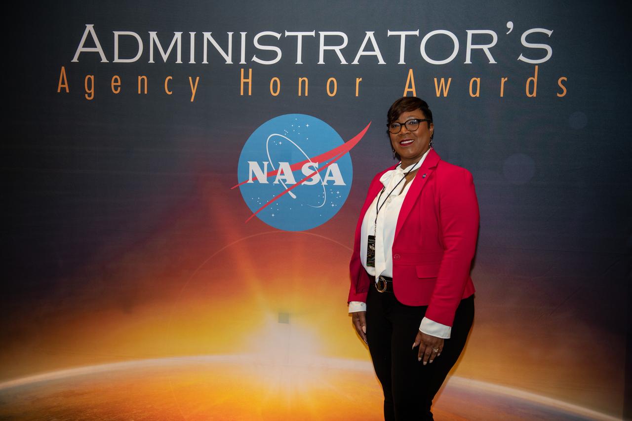 On March 28, 2024 NASA held its 2023 Administrator’s Agency Honor Awards at the Glenn Research Center in Cleveland, OH. Donya Douglas-Bradshaw from Goddard Space Flight Center was recognized for exceptional leadership, engineering and programmatic expertise, and project execution for several of NASA's highest profile missions and organizations. She received the Distinguished Service Medal.   This celebratory event recognized the invaluable contributions of civil servants and contractors alike, each one instrumental in propelling humanity further into the realms of space exploration, understanding, and discoverThis is NASA's highest form of recognition that is awarded to any Government employee who, by distinguished service, ability, or vision has personally contributed to NASA's advancement of United States' interests. Photo Credit: (NASA/Sara Lowthian-Hanna)