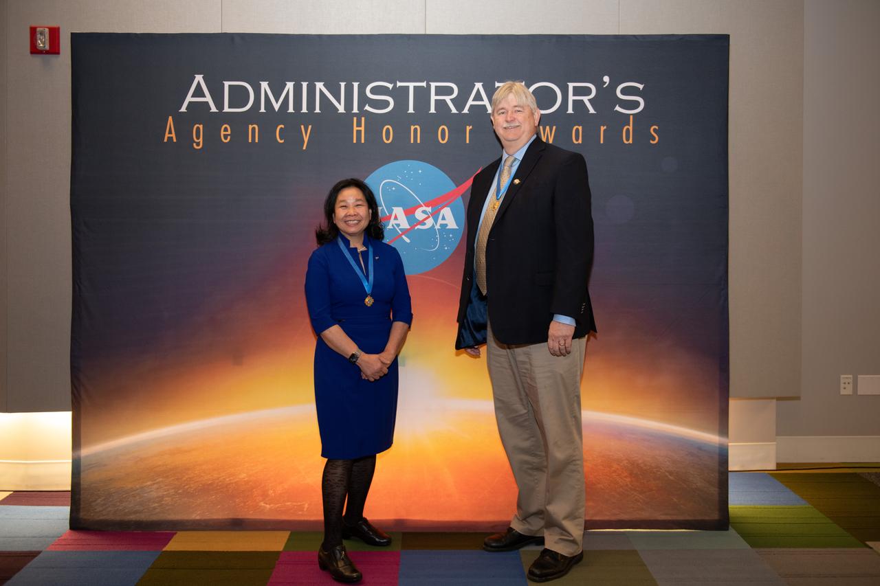 On March 28, 2024 NASA held its 2023 Administrator’s Agency Honor Awards at the Glenn Research Center in Cleveland, OH.   Huy Tran and Thomas Norman from Ames Research Center both received Distinguished Service Medals.   This celebratory event recognized the invaluable contributions of civil servants and contractors alike, each one instrumental in propelling humanity further into the realms of space exploration, understanding, and discoverThis is NASA's highest form of recognition that is awarded to any Government employee who, by distinguished service, ability, or vision has personally contributed to NASA's advancement of United States' interests.