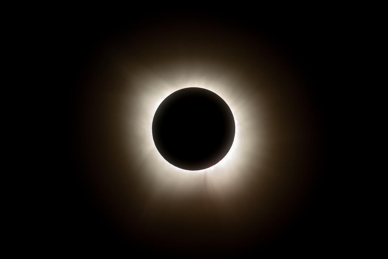 A total solar eclipse is seen from NASA's Glenn Research Center, Monday, April 8, 2024, in Cleveland, Ohio. A total solar eclipse swept across a narrow portion of the North American continent from Mexico’s Pacific coast to the Atlantic coast of Newfoundland, Canada. A partial solar eclipse was visible across the entire North American continent along with parts of Central America and Europe. Photo Credit: (NASA/Jordan Salkin) 
