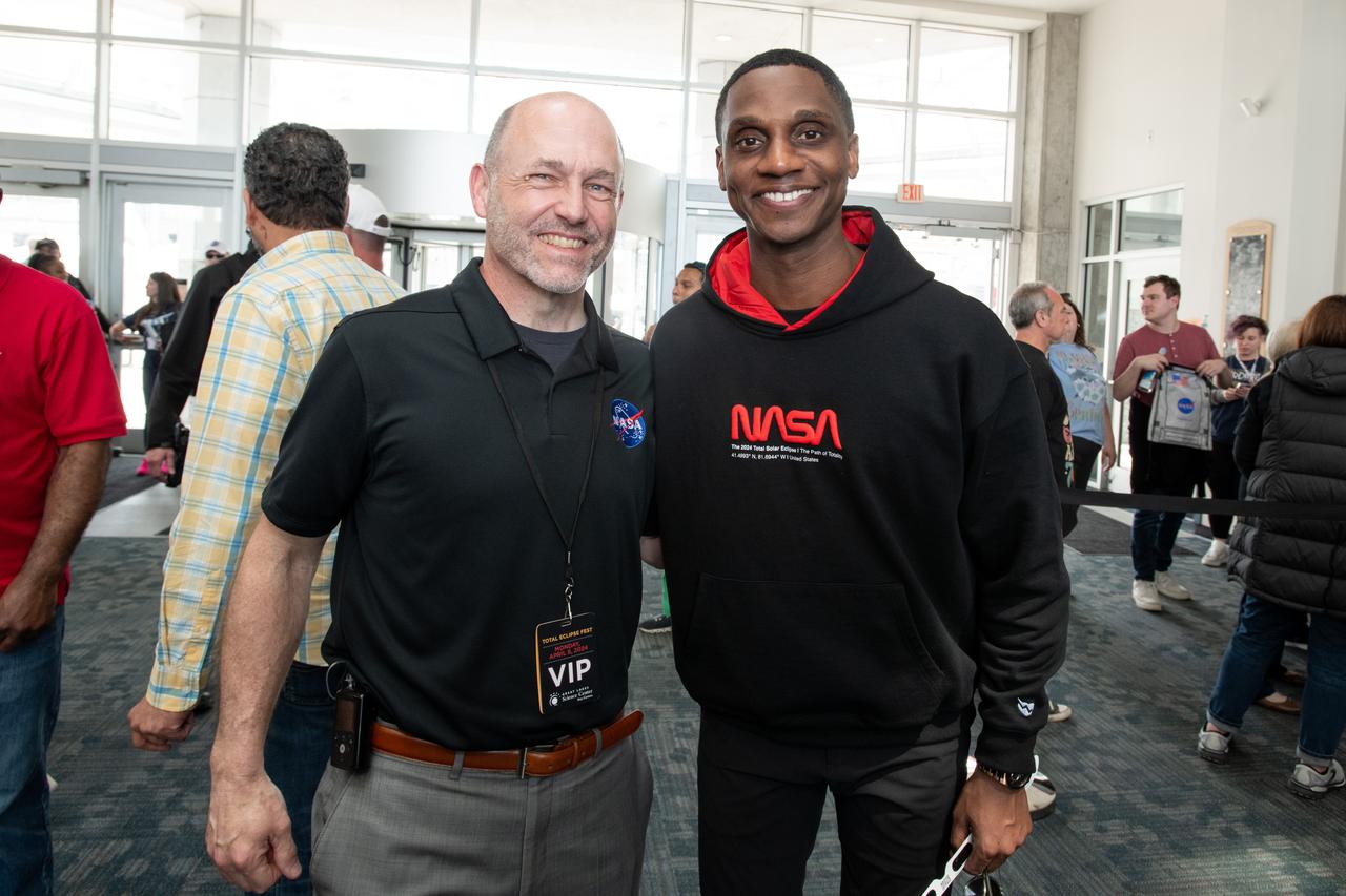 GRC Center Director Jimmy Kenyon and Cleveland Mayor Justin Bibb pose for a photo together. NASA Glenn Research Center and the Great Lakes Science Center hosted a three-day celestial celebration in downtown Cleveland, OH. This free, outdoor, family-friendly science and arts festival will feature free concerts, performances, speakers, and hands-on science activities with community partners. A total solar eclipse swept across a narrow portion of the North American continent from Mexico’s Pacific coast to the Atlantic coast of Newfoundland, Canada. A partial solar eclipse was visible across the entire North American continent along with parts of Central America and Europe. 