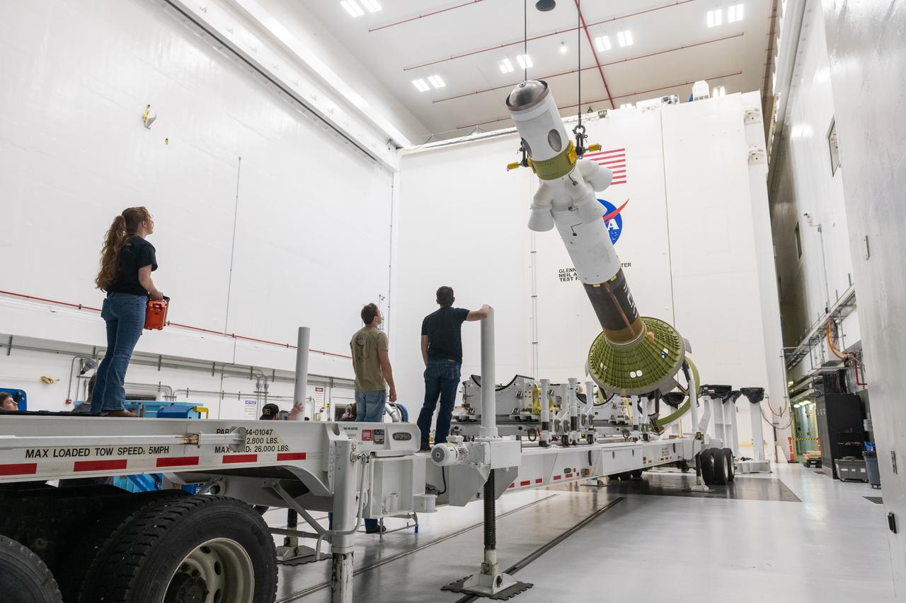 The Launch Abort System and the Orion Crew Module, also known as the Orion Environmental Test Article (ETA), returned to NASA’s Neil Armstrong Test Facility in Sandusky, Ohio, in October 2023 through January 2024 and completed an 11-month test campaign necessary for the safety and success of Artemis II. Photo Credit: (NASA/Jordan Salkin)