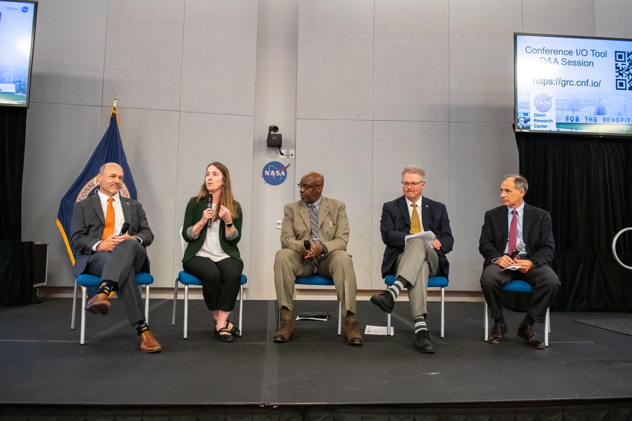 During the climate town hall meeting on June 17th 2024, Dr. Calvin and center leaders explored how technologies being developed at NASA Glenn Research Center could help reduce the effects of climate change. The panelists who lead the discussion include: Dr. Calvin; Dr. Rickey Shyne, Director of Research and Engineering; Bryan Smith, Director of Facilities, Test, & Manufacturing; and W. Allen Kilgore, Acting Director of Aeronautics. Director of Space Flight Systems Dr. Mike Barrett served as the moderator.
