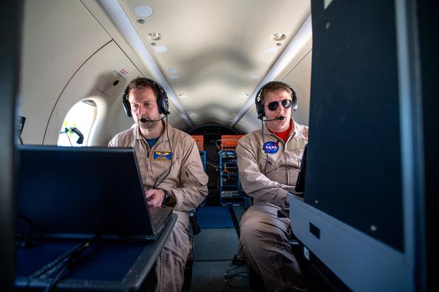 NASA image: Adam Wroblewski and Shaun McKeehan Working In PC-12 Aircraft