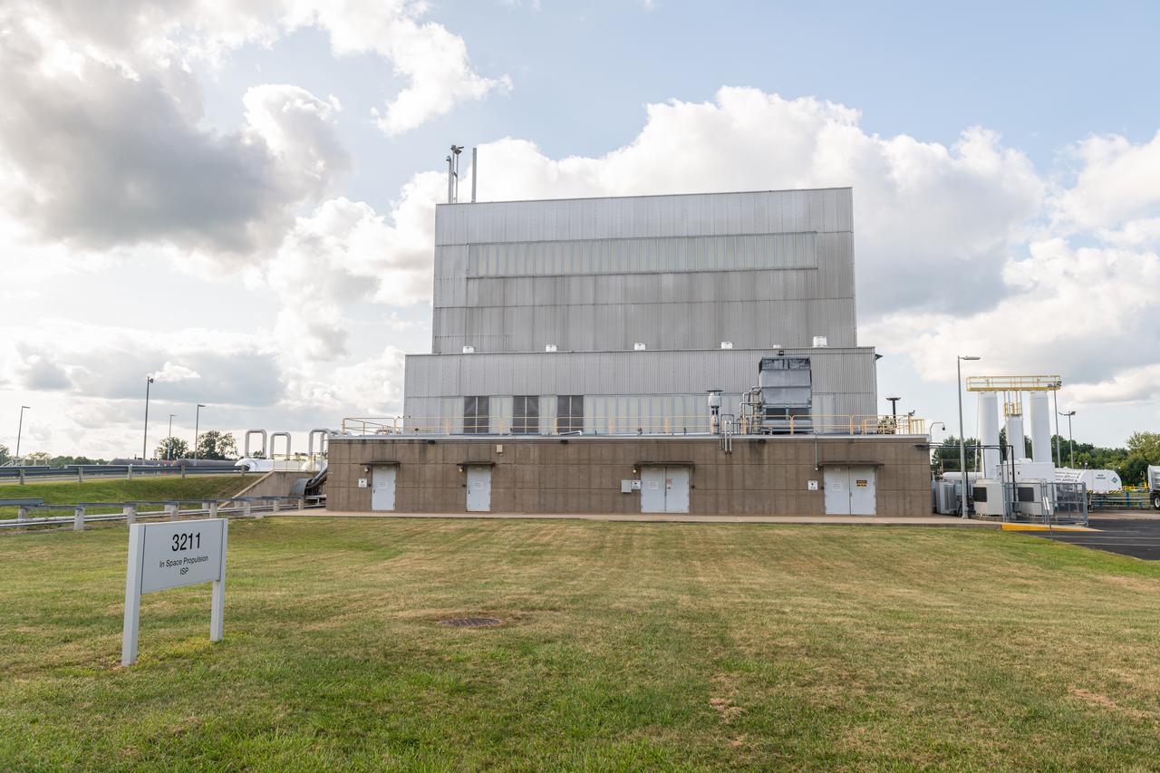 NASA’s In-Space Propulsion Facility located at Neil Armstrong Test Facility in Sandusky Ohio is the world’s only high altitude test facility capable of full-scale rocket engine and launch vehicle system level tests. The facility supports mission profile thermal vacuum simulation and engine firing. The engine or vehicle can be exposed for indefinite periods to low ambient pressures, low-background temperatures, and dynamic solar heating, simulating the environment the hardware will encounter during orbital or interplanetary travel. Photo Credit: (NASA/Jordan Salkin)