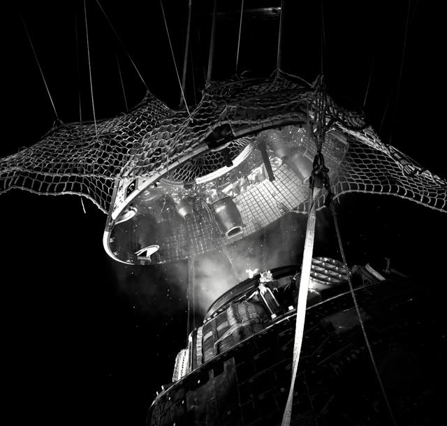 The Orion Crew Module, also known as the Orion Environmental Test Article (ETA), returned to NASA’s Neil Armstrong Test Facility in Sandusky, Ohio, in January 2024 and completed an 11-month test campaign necessary for the safety and success of Artemis II. In November 2024, experts completed the Forward Bay Cover jettison test, which is the last piece that must eject right before parachutes deploy.