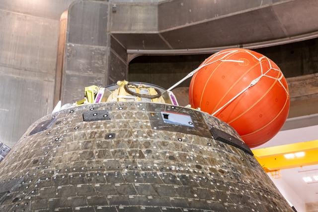 NASA image: Orion Crew Module Uprighting System Test at the Space Environments Complex