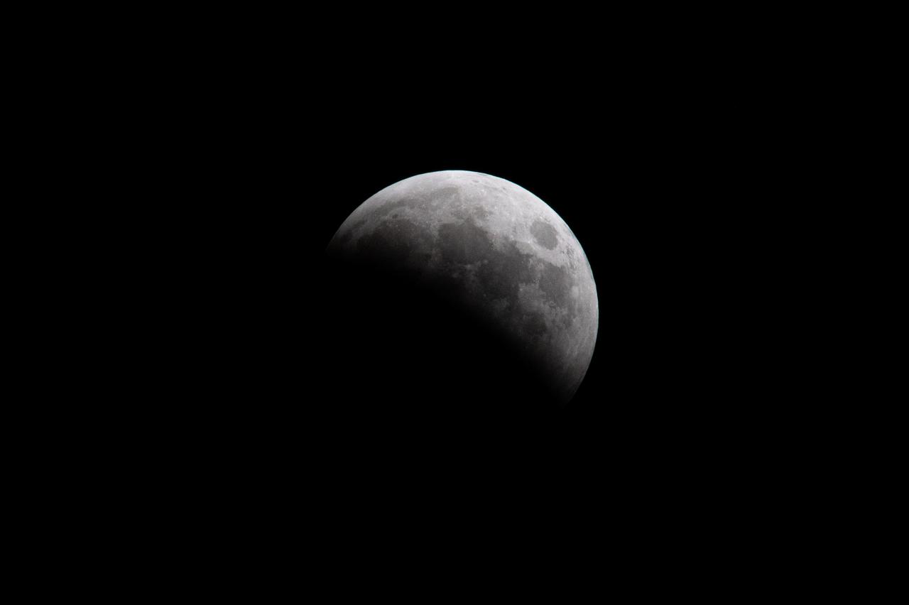 Blood Moon/Lunar Eclipse on March 14th, 2025 seen from Brookpark, OH at NASA Glenn Research Center.. Photo Credit: (NASA/Jordan Cochran)
