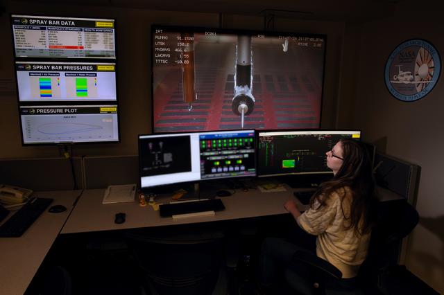 NASA image: Carolyn Thiemann works on the Cobra data system in the IRT control room