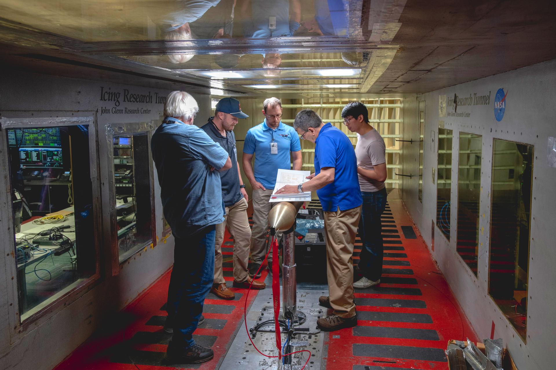 Installation of 1D2D-X  probe in the IRT.  Probe supplied by Science Engineering Associates (SEA). SFD (Subsonic Flight Demonstrator) of SLD (Supercooled Large Drop Instrumentation Test - Particle Size Measurements. Particle Size Distribution Entry, June 8-11, 2026 Large Drop Testing in IRT