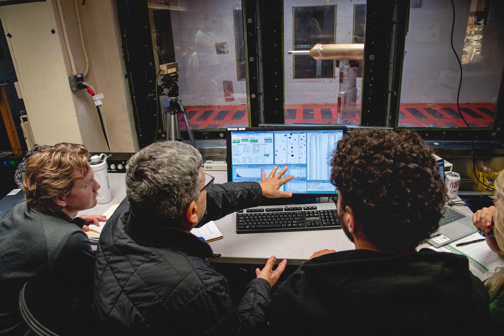 SFD (Subsonic Flight Demonstrator) of SLD (Supercooled Large Drop) Instrumentation Test - Particle Size Measurement in the IRT (Icing Research Tunnel), June 8-11, 2026. Drop size shown on computer from Drop Sizing Probe seen in the IRT test section.