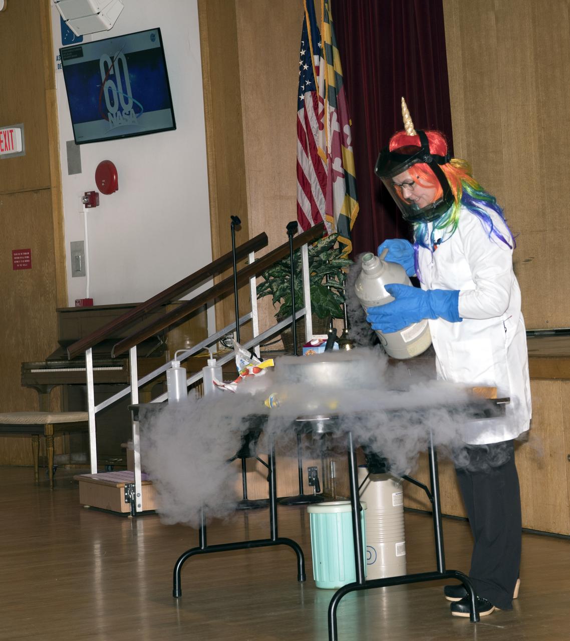 STEM  2019 program including middle school girls and boys who participated in hands-on activities in Science, Technology, Engineering and Math July 15-19, 2019    Betsy Pugel liquid nitrogen