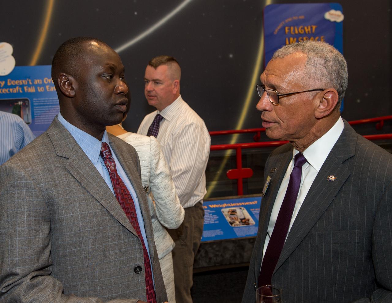 NASA Administrator Charle Bolden, Dr. John Grunsfeld, Dr. Piers Sellers, Goddard Center Director Chris Scolese and MSBR president Ms. Yang hold a meet and greet with Wounded Warriors from Fort Belvoir, MSBR Final Frontier Students and STEM Partners from Summer of Innovation local camps at Vital Signs: Taking the Pulse of Our Planet - Annual NASA reception and lecture hosted by the National Air and Space Museum and Sponsored by the Maryland Space Business Roundtable