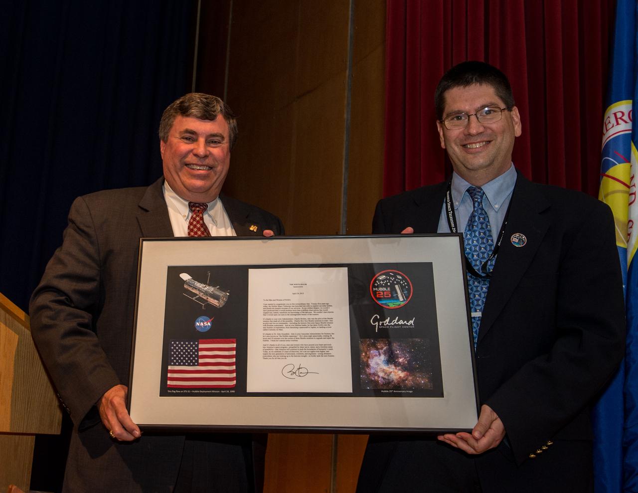 Deputy Center Director George Morrow at the Hubble 25th Anniversary event for employees at Goddard Space Flight Center