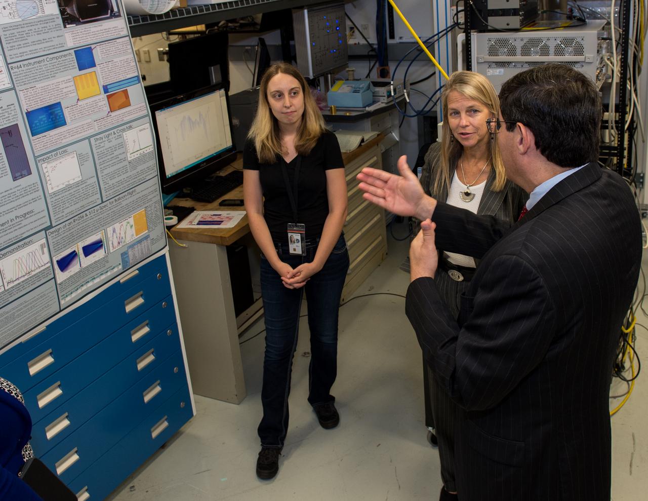 NASA Deputy Administrator Dr. Dava Newman tours Goddard Space Flight Center with Center Director  Chris Scolese. Visit Microspec lab Emily Barrentine; Omid Noroozian; Thomas Stevenson; Ed Wollack