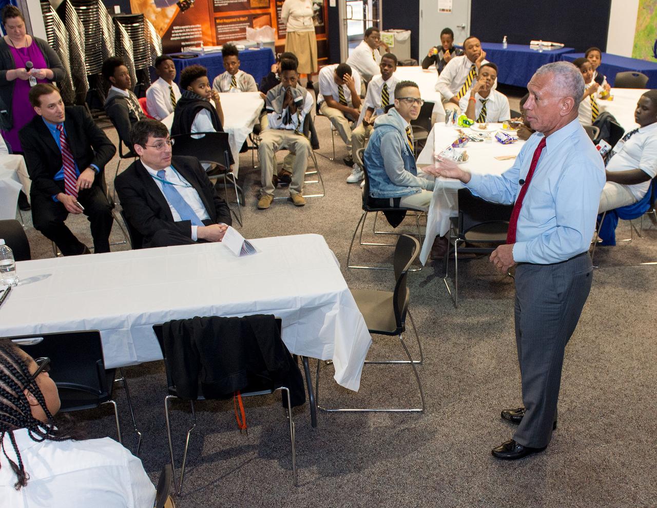 White House My Brother's Keeper Program  with Administrator Bolden, Center Director Scolese having lunch with Bluford Drew Jemison STEM Academy