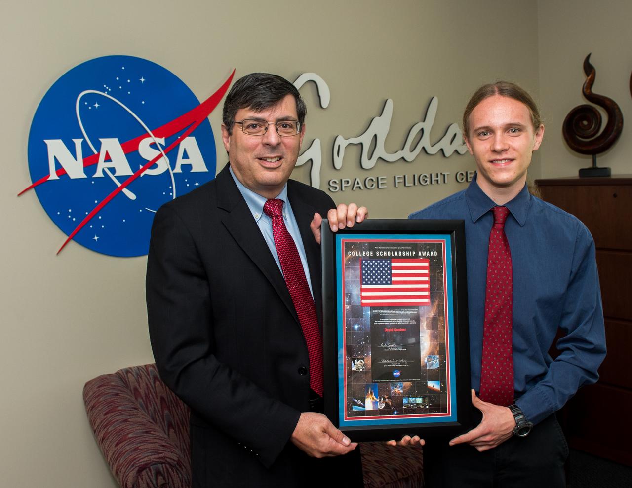 Center Director Chris Scolese with NASA Scholarship winner David Gardner