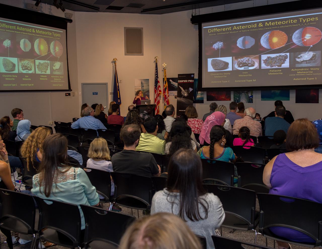 OSIRIS-REx Launch Event at Goddard Visitor Center. NASA's first asteroid sampling mission launched into space at 7:05 p.m. EDT Thursday from Cape Canaveral Air Force Station in Florida beginning a journey that could revolutionize our understanding of the early solar system. Lucy McFadden