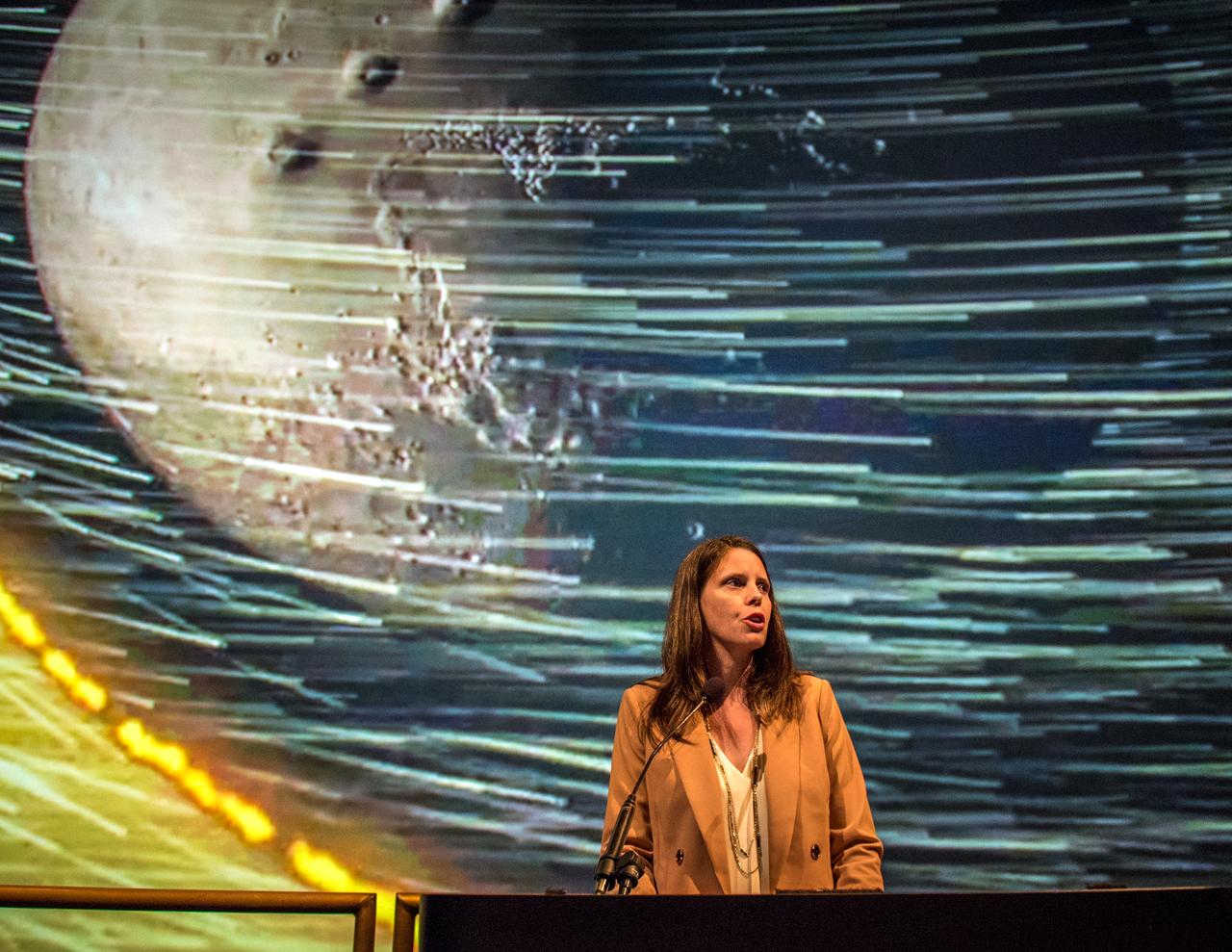 Dr. Jen Eigenbrode at the National Air and Space Museum (NASM) event sponsored by Goddard Space Flight Center and the Maryland Space Business Roundtable (MSBR).