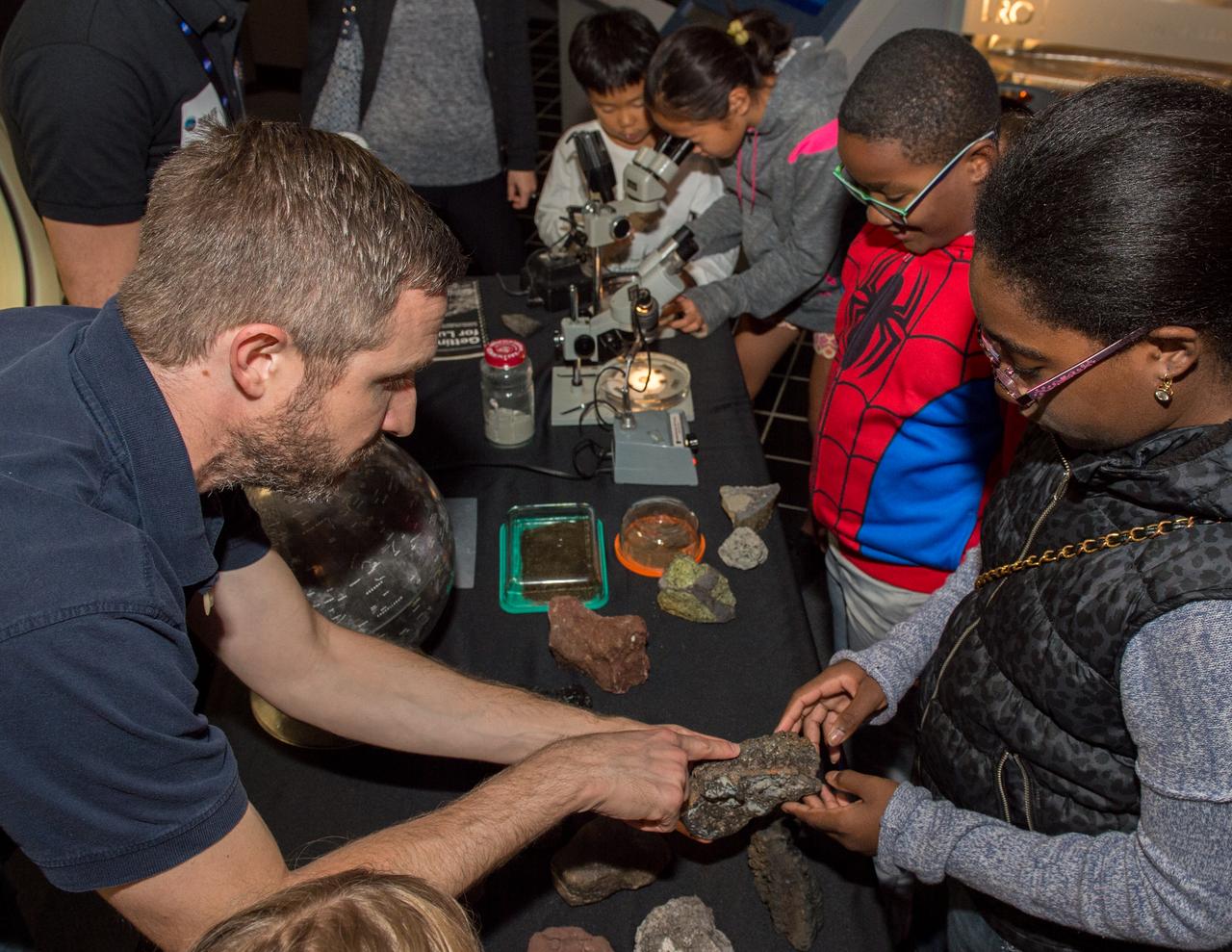International Observe the Moon Night at the Goddard Visitor Center. Moon rocks and microscopes.